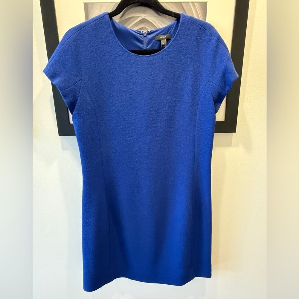 Classic J.Crew 100% Wool Crepe Shift Dress – Size 8 (Blue)